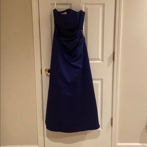 Royal blue strapless bridesmaids or prom dress
